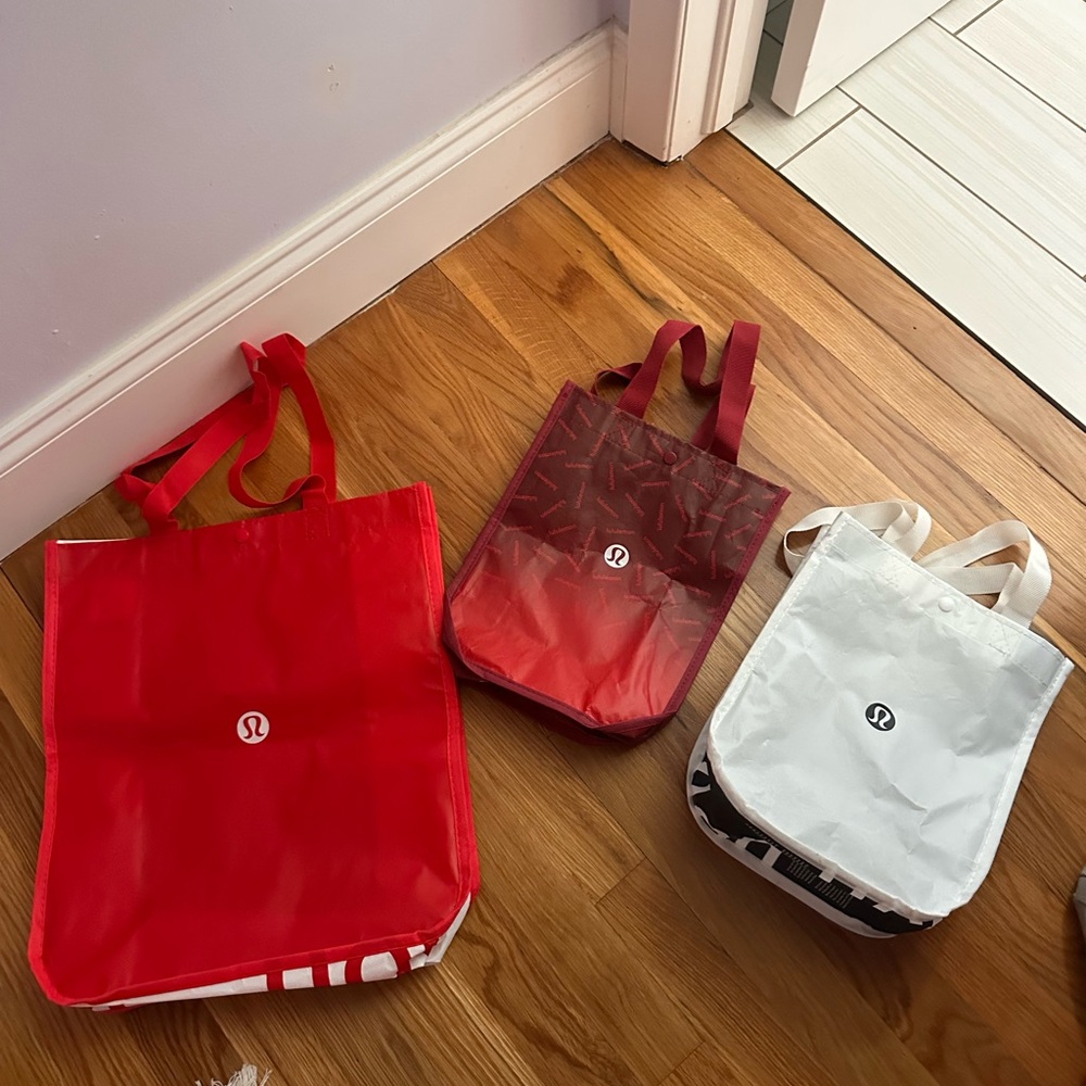 1 big Lululemon Athletica Red and 2 small Totes for Everyday Use